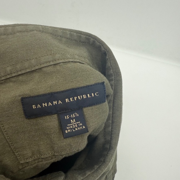 Banana Republic Shirt Men Medium Green Button Up LongSleeve Office Preppy Casual - Picture 6 of 11